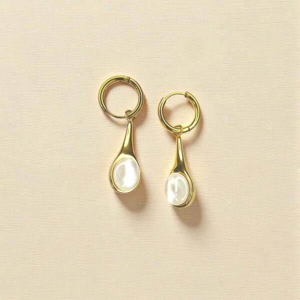Gold & Mother-of-Pearl Drop Earrings | Slaygem - Image 3