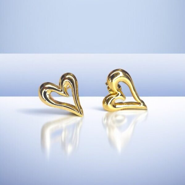 Golden Heartbeat Stud Earrings