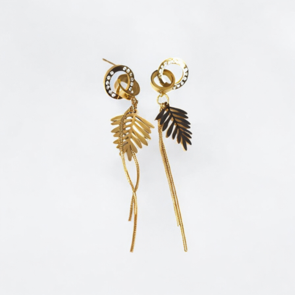 Golden Cascade Leaf Dangle Earrings