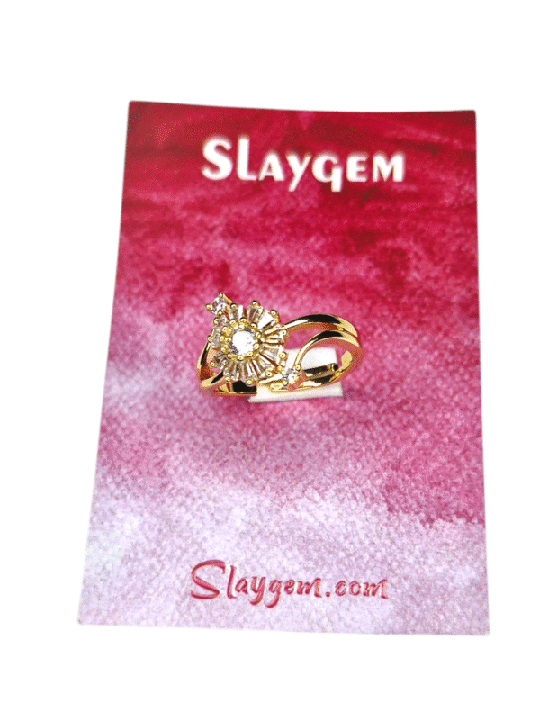 Golden Radiance Floral Ring - Image 2