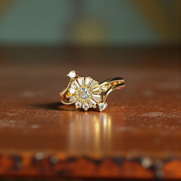 Golden Radiance Floral Ring