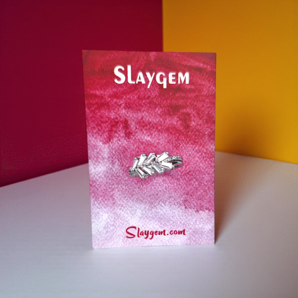 Golden Cascade Ring with Baguette Crystals