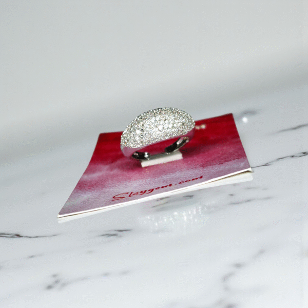 Pave Dome Ring in Sterling Silver