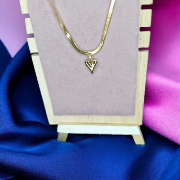 Golden Heart Snake Chain Necklace - Image 2