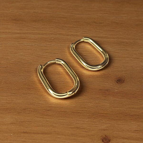 Gold Oval Hoop Earrings - Image 2