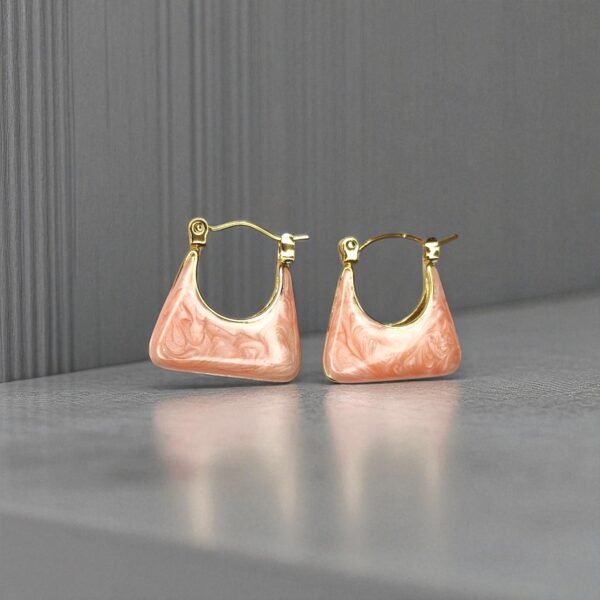 Peach Swirl Purse Hoop Earrings