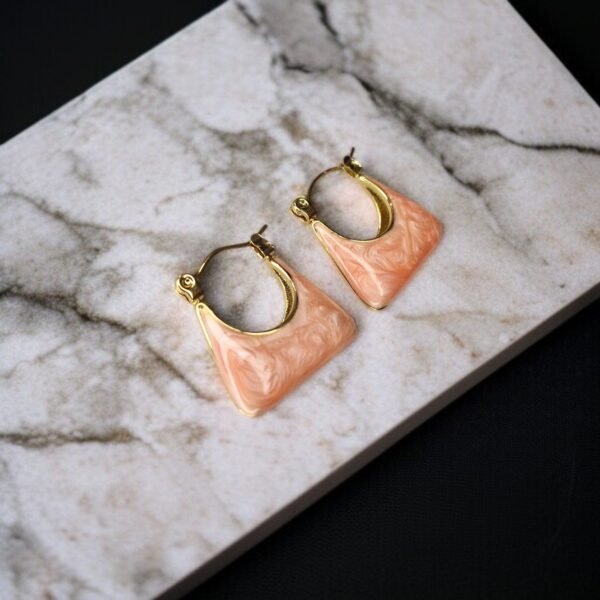 Peach Swirl Purse Hoop Earrings - Image 2