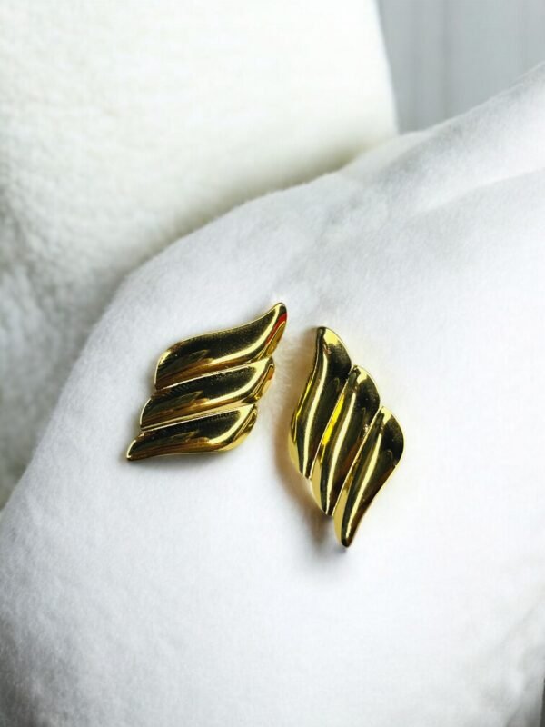 Gold Flame Stud Earrings - Image 2