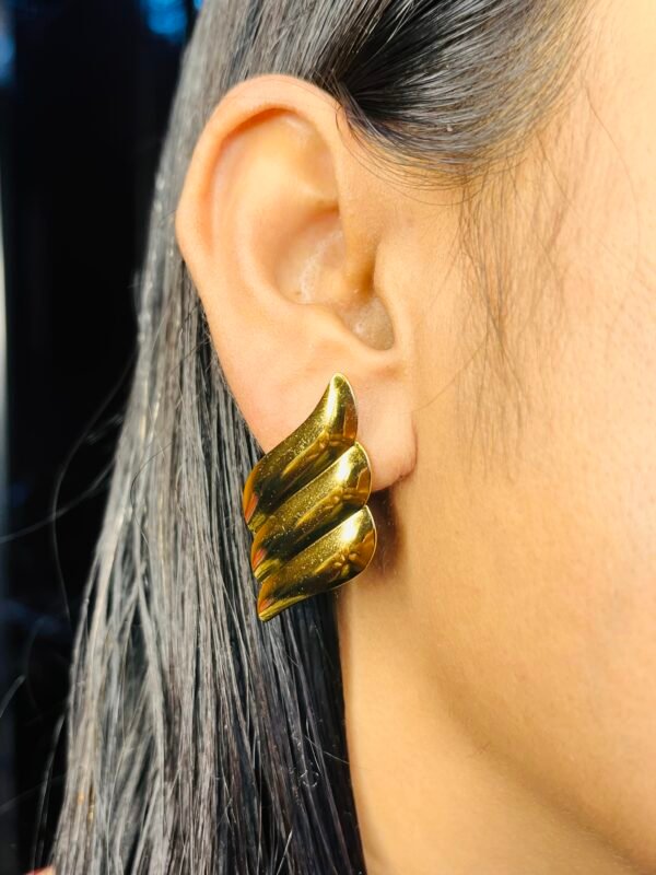 Gold Flame Stud Earrings - Image 5