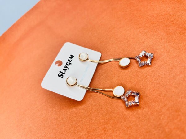 Gold Chain Star Drop Earrings - Image 3