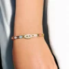 Gold Evil Eye Cuff Bracelet with Enamel & Crystals