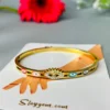 Gold Evil Eye Cuff Bracelet with Enamel & Crystals - Image 2