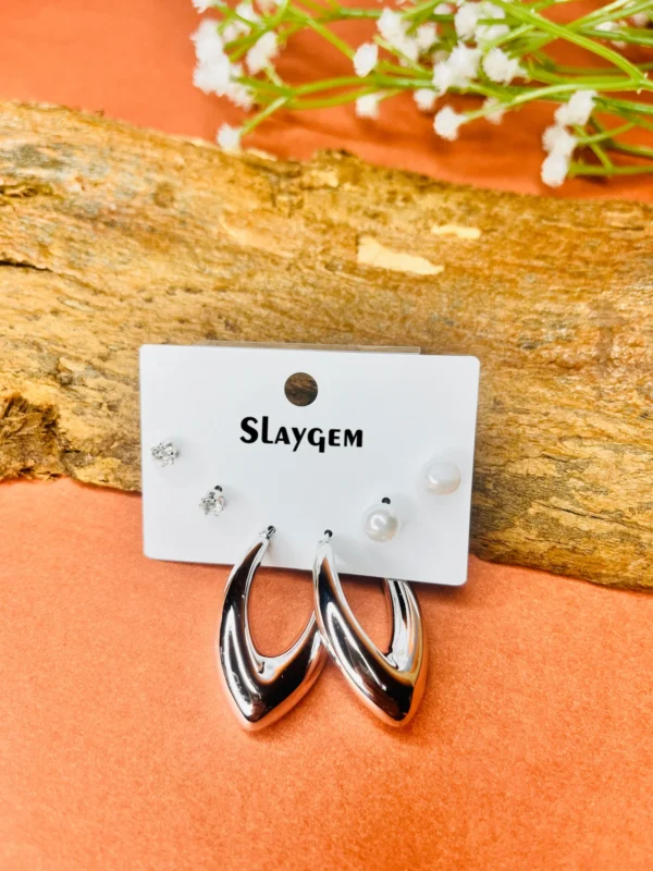 Silver Hoop & Stud Earring Set