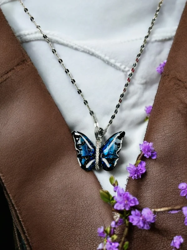 Blue Butterfly Pendant Necklace