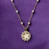 Crystal Flower & Pearl Accent Necklace - Image 2