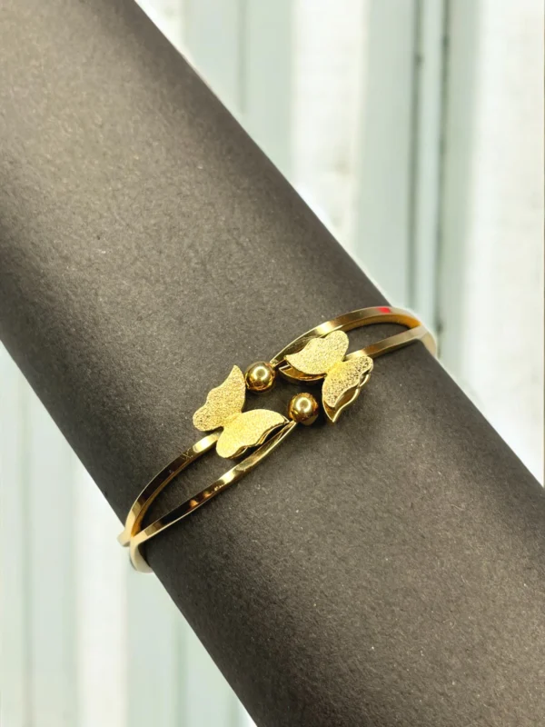 Gold Butterfly Cuff Bracelet - Image 2