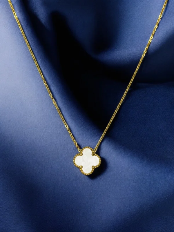 Gold Clover Pearl Necklace