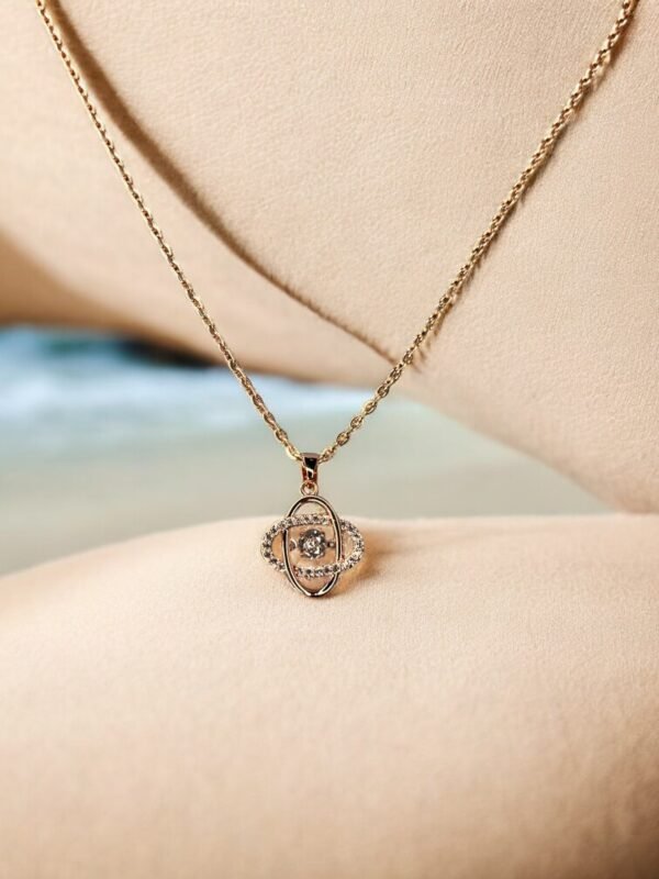 Gold Crystal Swirl Pendant Necklace