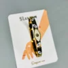 Gold Evil Eye Cuff Bracelet with White Enamel - Image 2