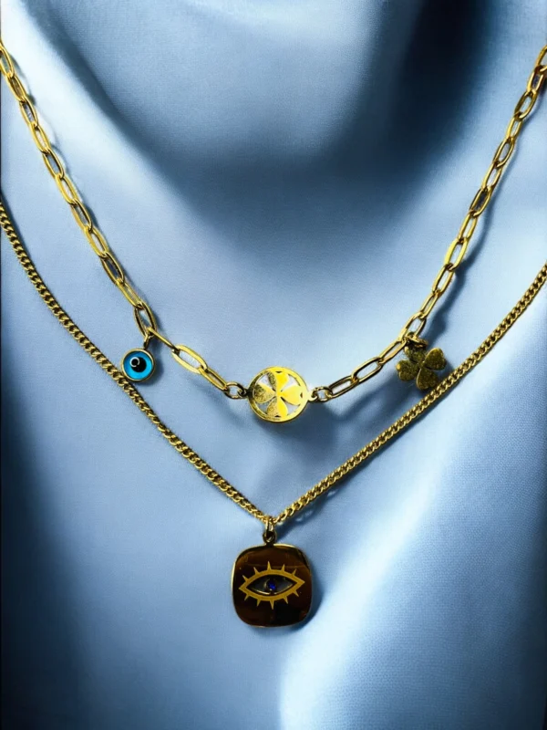 Gold Layered Evil Eye Necklace - Image 2