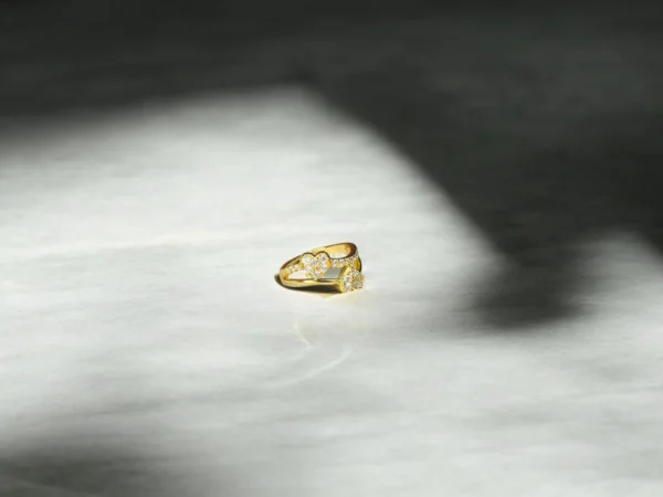 Gold Open Ring with Sparkling Stones - Image 2