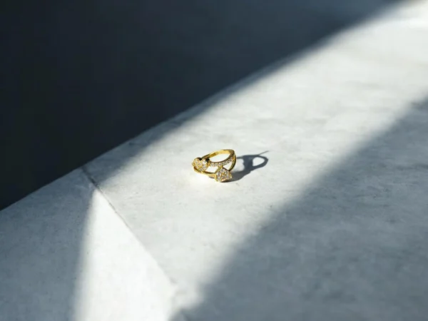 Gold Open Ring with Sparkling Stones - Image 3