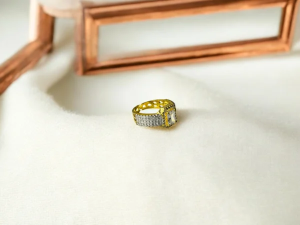Adjustable Gold Ring with Sparkling Stone - Image 2