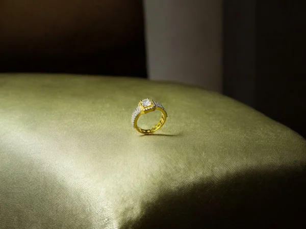 Adjustable Gold Ring with Sparkling Stone