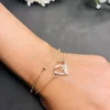 Rose Gold Double Chain Heart Bracelet - Image 3