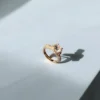 Rose Gold Oval Zircon Ring - Adjustable Floral Band
