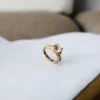 Rose Gold Oval Zircon Ring - Adjustable Floral Band - Image 4
