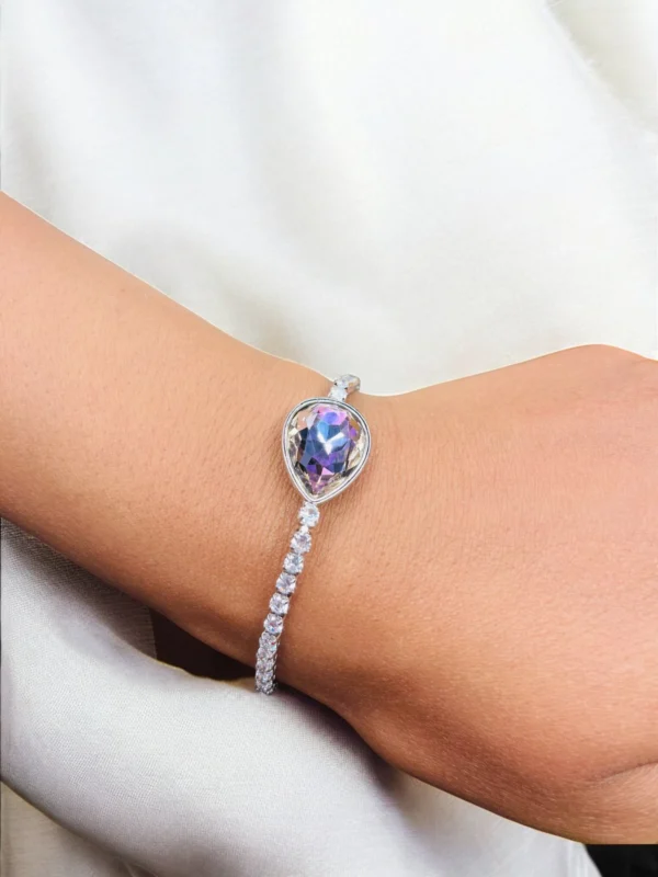 Silver Purple Gemstone & Crystal Bracelet - Image 5