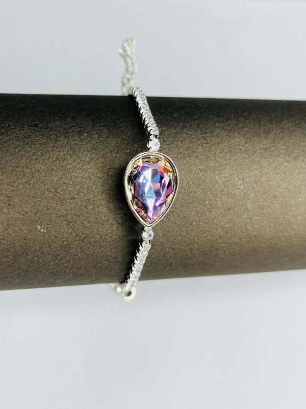 Silver Purple Gemstone & Crystal Bracelet - Image 4