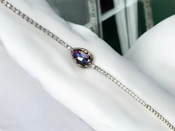 Silver Purple Gemstone & Crystal Bracelet