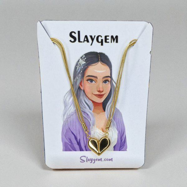 Golden Heart Trio Chain Necklace - Image 2